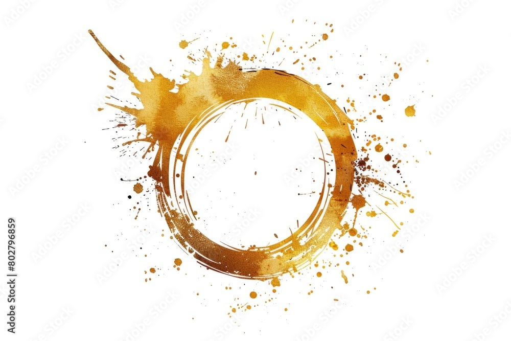 Poster abstract circle with colorful paint splatters, versatile design element for various projects