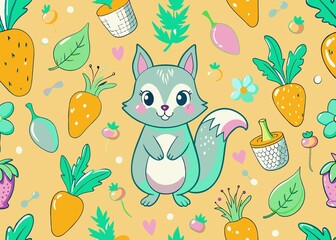 Obraz premium squirrel pattern background