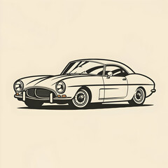 Classic Car Illustration, Old Car Garage