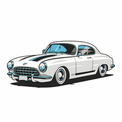 Classic Car Illustration, Old Car Garage