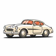 Obraz premium Classic Car Illustration, Old Car Garage