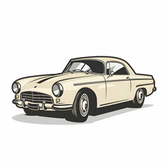 Classic Car Illustration, Old Car Garage