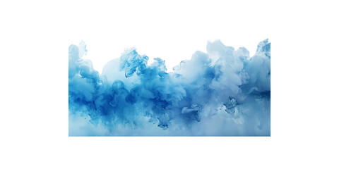 Abstract blue watercolor splash, smoke cloud or fog background isolated on white background
