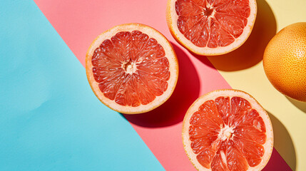 Tasty grapefruit on color background