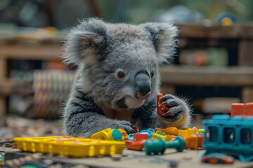 Koala Bear Playing with Toys
