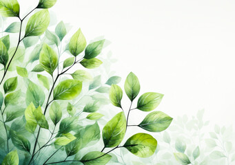 Obraz premium Vibrant Green Watercolor Nature Foliage Abstract | Spring Eco Background, Lush Greenery Painted Texture