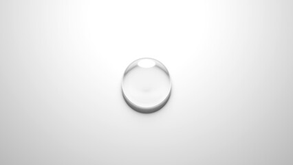 白背景に1つの水滴。3D（横長）