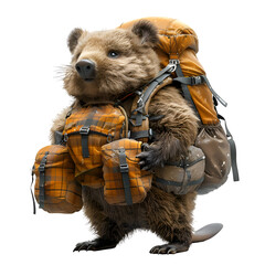 A 3D animated cartoon render of a joyful wombat rescuing lost hikers.