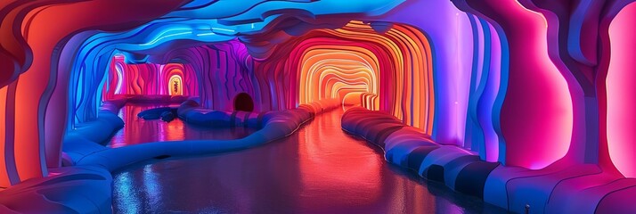 a colorful tunnel with neon lights