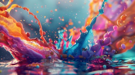 A vibrant dance of colorful splashes wow