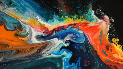 A vibrant dance of colors in fluid arts