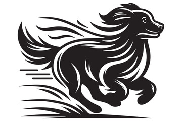 runing dog design black silhouette isolated on white background Vector