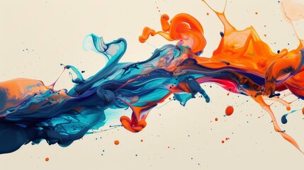A vibrant dance of liquid colors in mid air