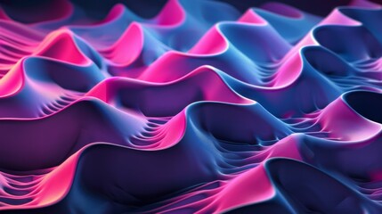A vibrant dance of neon waves in blue and pink hues