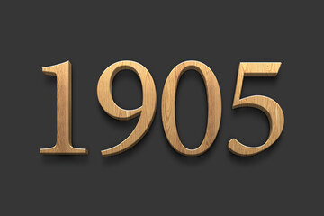 3D wooden logo of number 1905 on dark grey background.	