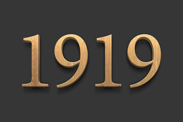 3D wooden logo of number 1919 on dark grey background.	
