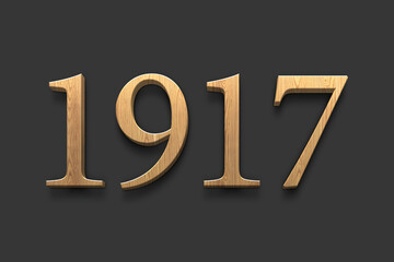 3D wooden logo of number 1917 on dark grey background.	