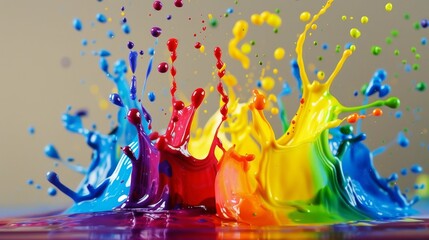A vibrant dance of splashing rainbow colors