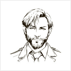 Men head. Sketch face people. Person. Man business Doodle vector stock illustration. EPS 10