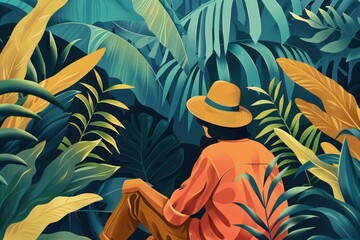 Person exploring lush tropical jungle