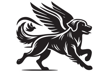 runing dog design black silhouette isolated on white background Vector