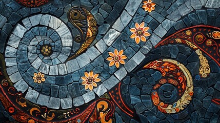 Paisley Mosaic with Slate Background