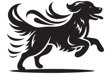 runing dog design black silhouette isolated on white background Vector