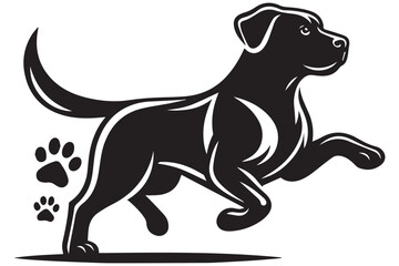 runing dog design black silhouette isolated on white background Vector