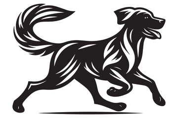 runing dog design black silhouette isolated on white background Vector