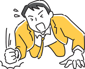 地面を叩いて悔しがるビジネスマン