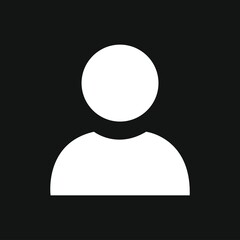 Flat icon. Isolated user profile. Avatar. Silhouette of a man or woman. White silhouette on a black background. Perfect for social media, messengers, stories or your ad..