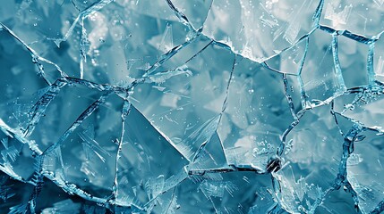 Close-up of cracked glass with intricate patterns or ice cracked wallpaper