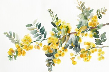 Bright yellow flowers on a tree branch, perfect for nature and botanical themes