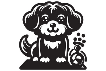 cute dog design black silhouette isolated on white background Vector