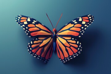 Obraz premium A beautiful butterfly resting on a vibrant blue background. Perfect for nature or spring-themed projects