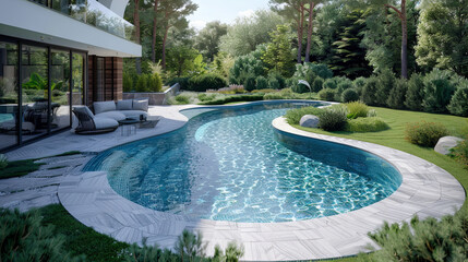 Luxury villa with large house and swimming pool