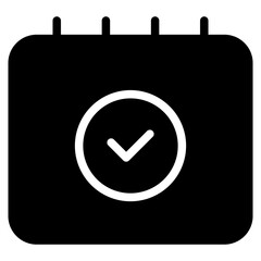 calendar checkmark icon, vector event symbol, day or month icon