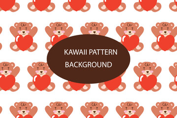 Kawaii animal pattern background design.  baby bear summer pattern background. for newborn apparel, textiles and wallpaper Vector illustration