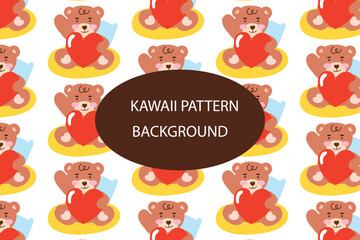 Kawaii animal pattern background design.  baby bear summer pattern background. for newborn apparel, textiles and wallpaper Vector illustration