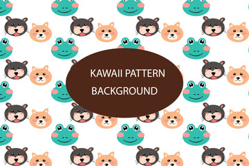 Kawaii animal pattern background design.  baby bear summer pattern background. for newborn apparel, textiles and wallpaper Vector illustration