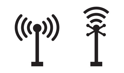 Radio tower icon set. Internet and mobile connection. Linear style. Symbol for your website design, logo, app, UI. Vector illustration on white background in EPS10.