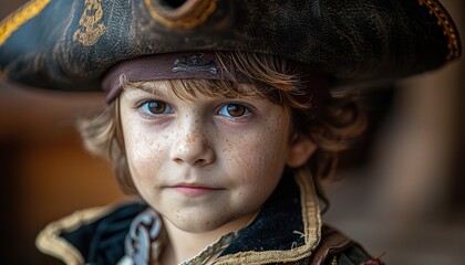 Serious little boy pirate 