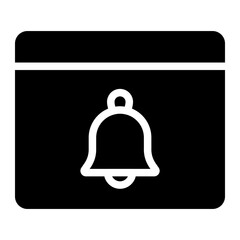 Event notification icon vector illustration. Calendar with bell symbol.