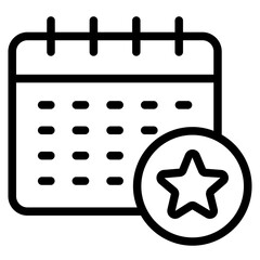 Calendar with star icon. Schedule icon isolated on white background
