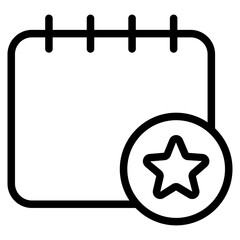 Calendar with star icon. Schedule icon isolated on white background

