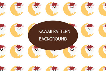 Kawaii animal pattern background design.  baby bear summer pattern background. for newborn apparel, textiles and wallpaper Vector illustration