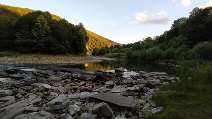 Mountain river Prut in Yaremche, Ivano-Frankivsk region, Ukraine
