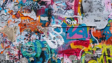 colorful graffiti adorns the wall of a graffiti - covered building