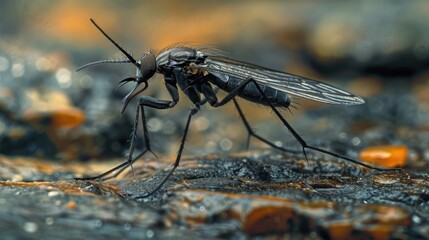 Detailed close up of a fly on a rock. Perfect for nature and wildlife themes