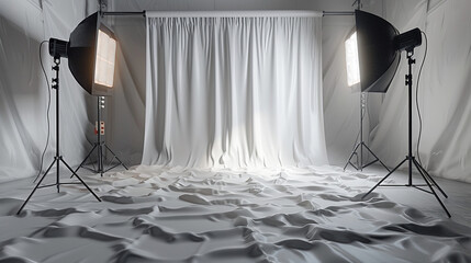 Social media and digital communication , Stage with lights and curtains